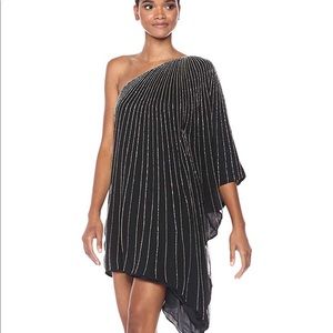 Parker Black one Shoulder Beaded Mini Dress